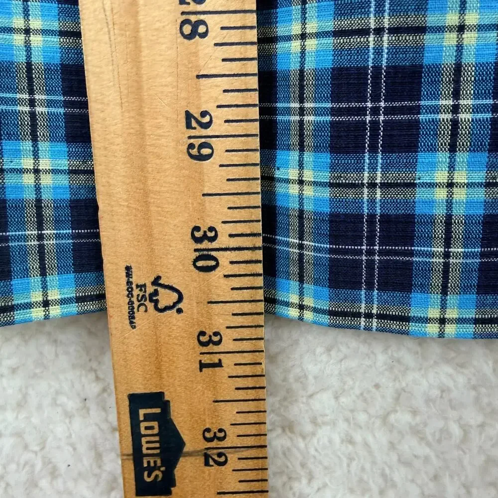 Esprit de Corp Babydoll Plaid Mini Dress Cotton Size 9/10 Side Zipper Y2K Retro - Picture 7 of 12